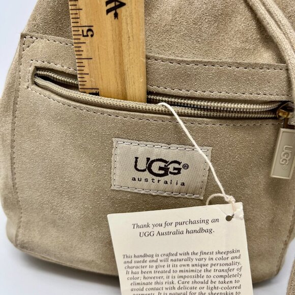 UGG Australia Suede Shearlling Mini Drawstring Backpack. - Picture 14 of 14